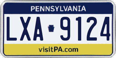 PA license plate LXA9124