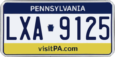 PA license plate LXA9125
