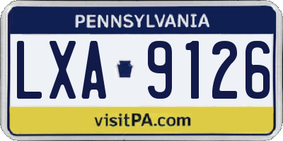 PA license plate LXA9126