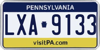 PA license plate LXA9133