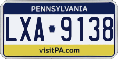 PA license plate LXA9138