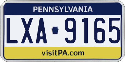 PA license plate LXA9165