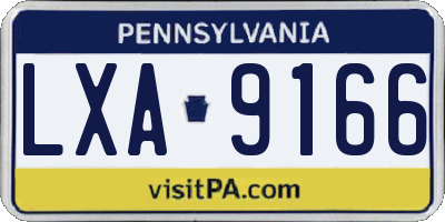 PA license plate LXA9166