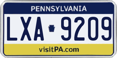 PA license plate LXA9209