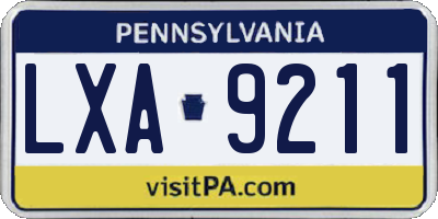 PA license plate LXA9211