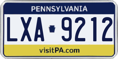 PA license plate LXA9212
