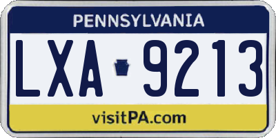 PA license plate LXA9213
