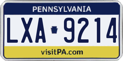 PA license plate LXA9214