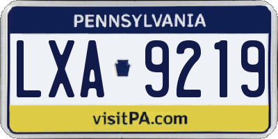 PA license plate LXA9219