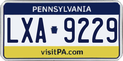 PA license plate LXA9229