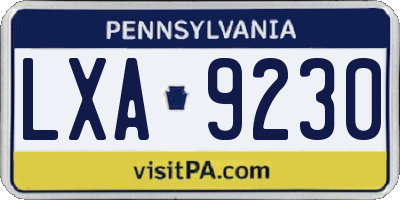 PA license plate LXA9230