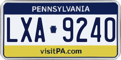 PA license plate LXA9240