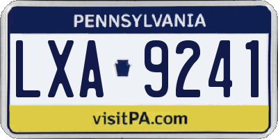 PA license plate LXA9241
