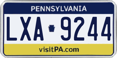 PA license plate LXA9244