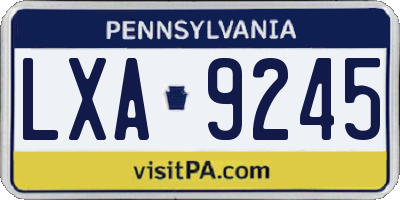 PA license plate LXA9245