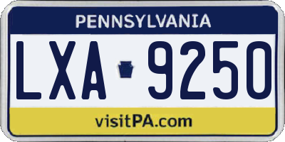 PA license plate LXA9250