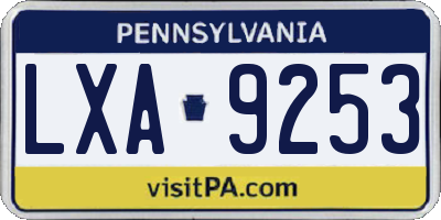 PA license plate LXA9253