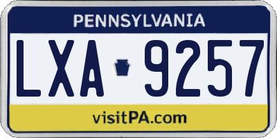 PA license plate LXA9257