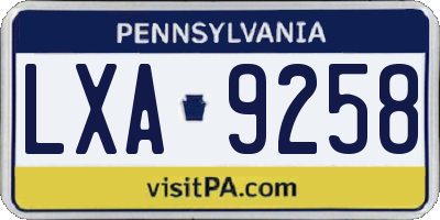 PA license plate LXA9258
