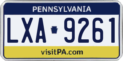 PA license plate LXA9261