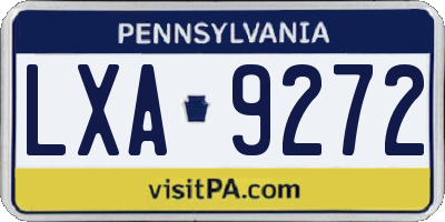 PA license plate LXA9272