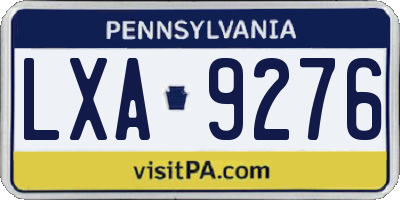 PA license plate LXA9276