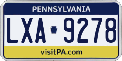 PA license plate LXA9278