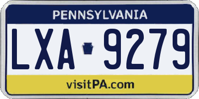 PA license plate LXA9279