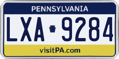 PA license plate LXA9284