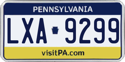 PA license plate LXA9299