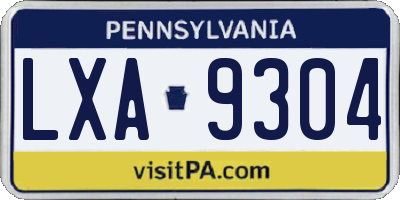 PA license plate LXA9304