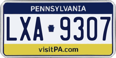 PA license plate LXA9307