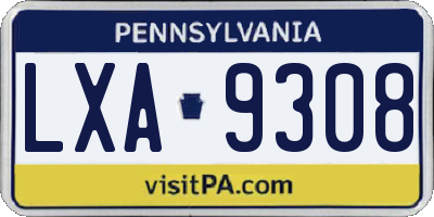 PA license plate LXA9308
