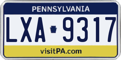 PA license plate LXA9317