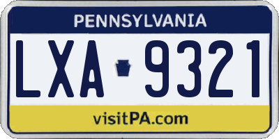 PA license plate LXA9321