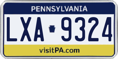 PA license plate LXA9324