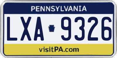 PA license plate LXA9326