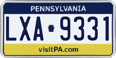 PA license plate LXA9331