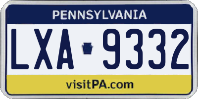 PA license plate LXA9332