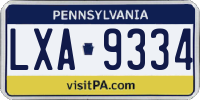 PA license plate LXA9334