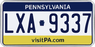 PA license plate LXA9337