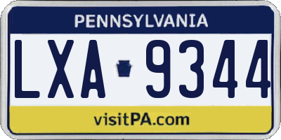 PA license plate LXA9344
