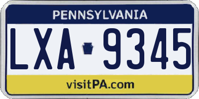 PA license plate LXA9345
