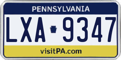 PA license plate LXA9347