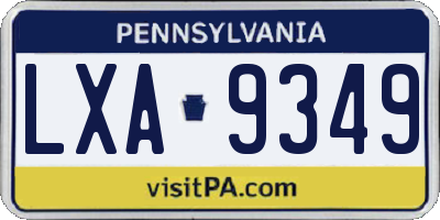 PA license plate LXA9349