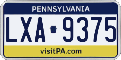 PA license plate LXA9375