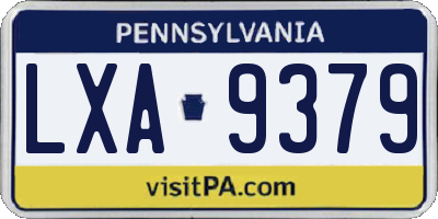PA license plate LXA9379