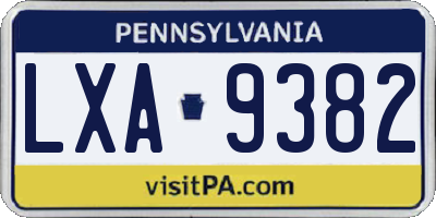 PA license plate LXA9382