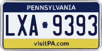 PA license plate LXA9393