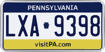 PA license plate LXA9398